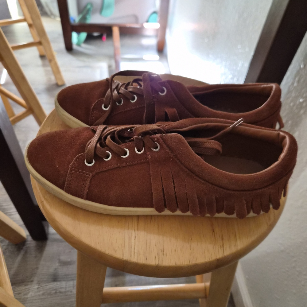 Zara Brown Suede Fringe Sneakers